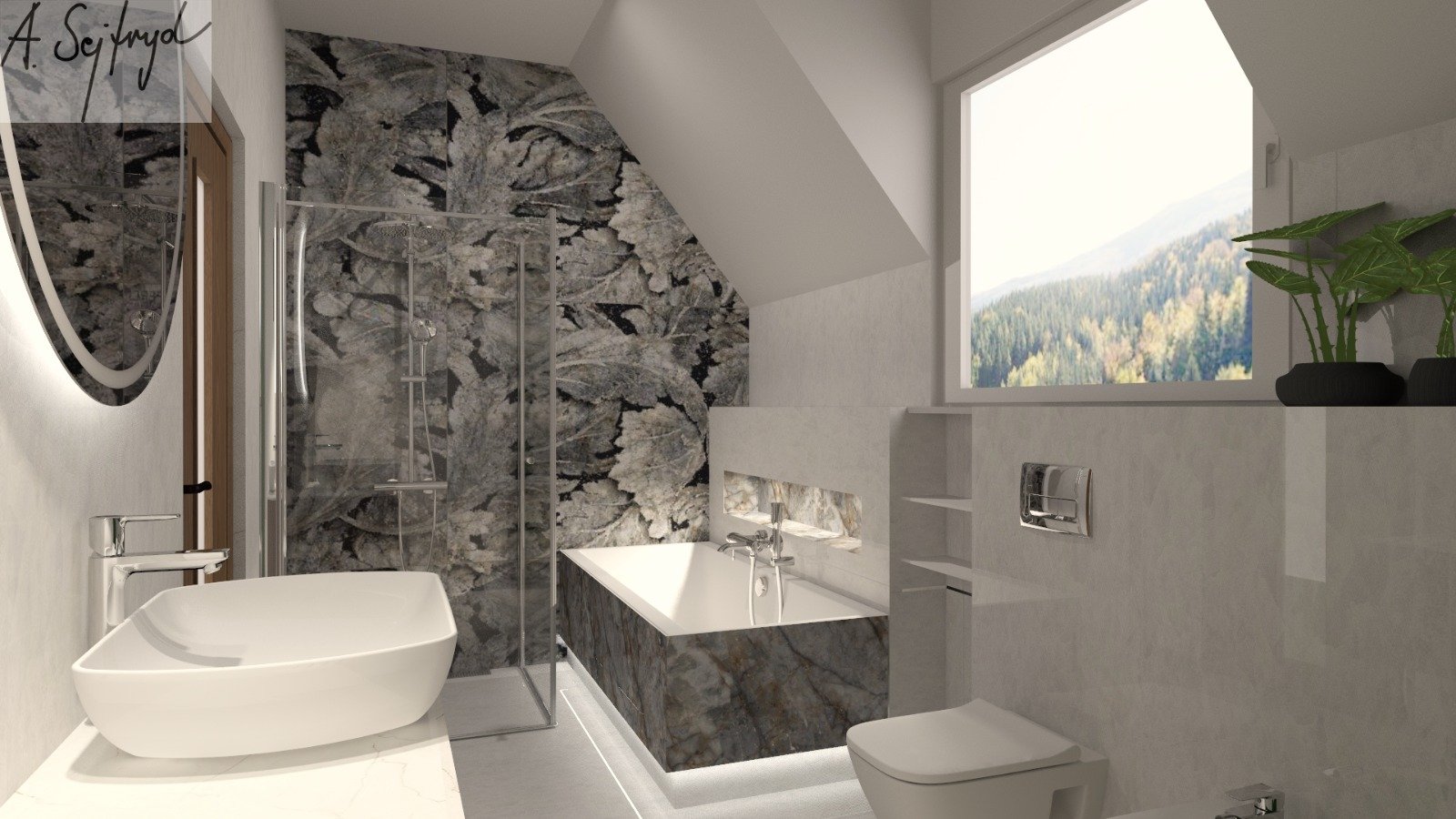 3D-ontwerp badkamerrenovatie door RWW Bouw